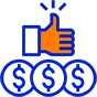 illustration of a thumbs up icon over top of money